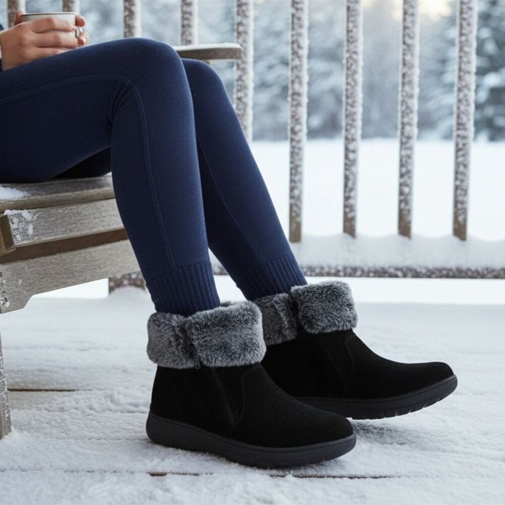 Khombu 7 Boots Jessica Women Suede Winter Snow Faux Fur Water Repellent Shoes